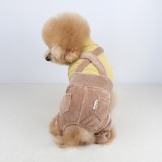 Grooming Dog 寵物小紳士燈芯絨吊帶褲, 米色