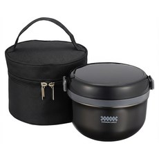 PEARL LIFE 珍珠金屬 保溫蓋飯便當罐, 黑色 + 白色, 540ml, 1個
