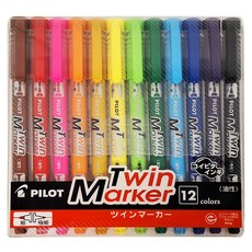 PILOT 百樂 雙頭麥克筆 油性 極細, 綜合色, 12支