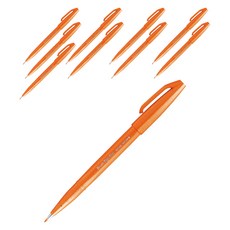 Pentel 飛龍文具 毛筆簽字筆 SES15C-F, 橘色, 10個