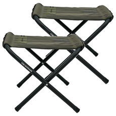 KZM OUTDOOR 工業風小板凳 展開42 x 42 x 34cm 收納43.5 x 6 x 50cm, 軍綠色, 2個