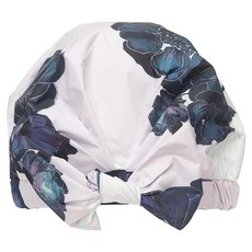 歐美熱銷時防水浴帽 可調整緊度 非薄款 25 x 20cm 45g, 藍花朵, 1個