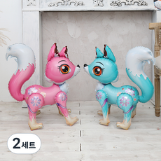 P&B Unity 4D狐狸動物氣球 2件組, 粉紅色 + 藍色, 2套