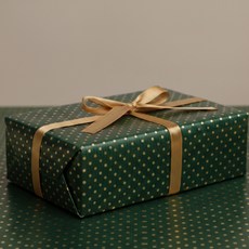 Hello Ningning 紙捲包裝紙 金色圓點 53cm x 20m, 金色圓點+深綠色(R79), 1個