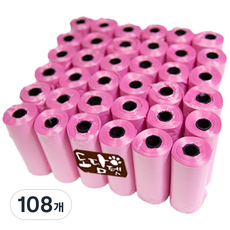 Dodampet 寵物便攜式補充排便袋, 粉紅色, 108個