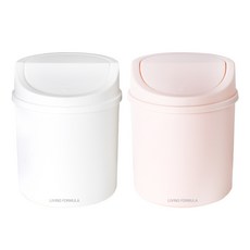 Saenghwalgongsik 簡約搖蓋式迷你垃圾桶 2入, 白色+粉色, 1組