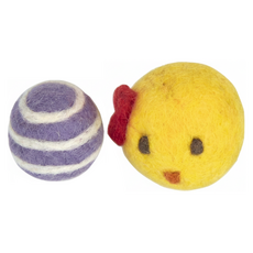 PET PARADISE 寵物玩具 小雞毛球 羊毛材質 尺寸: 4.5cm、3.5cm, 1組