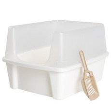 IRIS OHYAMA 愛麗思歐雅瑪 開放式貓砂盆 CLH-12+貓砂鏟, 米白色, 1組