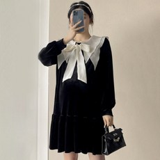 슈슈링 임산부 루즈핏 리본 원피스