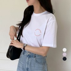 AFINAR 여성용 통기성 서클 프린트 반팔 티셔츠