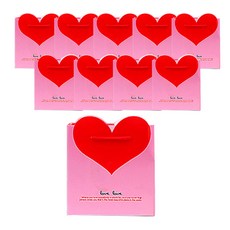 윰스 하트 포장 선물 쇼핑백, 핑크, 10개