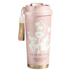 TIMLEI 鈴花陶瓷內膽兩用咖啡杯 520ml, 1個, 蘭花粉