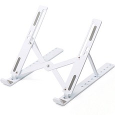 누아트 높이조절 휴대용 초경량 접이식 아이패드/맥북/노트북 16인치 호환 쿨링 거치대+전용 파우치 포함, 화이트, 1세트