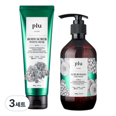 플루 오리지널 바디스크럽 화이트 머스크 200g + 스크럽 워시 라임 그레이프 500g, 3세트