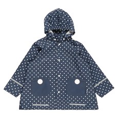 playshoes 超輕量可機洗連帽兒童雨衣外套-波點-深藍色