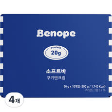 베노프 소프트바 쿠키앤크림 단백질바, 600g, 4개