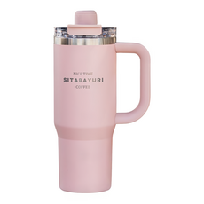 Sitarayuri 磁吸蓋不鏽鋼保溫杯 手柄款, 900ml, 櫻花粉, 1個