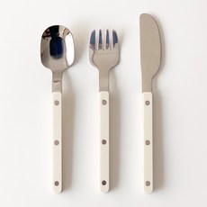 ACACIA HOME 家用 304不鏽鋼 Maman 甜點餐具 3件組, 象牙白, 1套, 湯匙 + 叉子 + 刀子