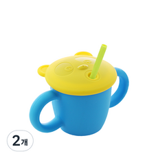 바보사랑 실리콘 양손컵 WSB206-실리만 텀블러/콜드컵, 하늘, 220ml, 2개