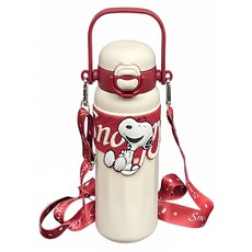 優貝選 SNOOPY 史努比大容量316不鏽鋼多用途咖啡杯/辦公杯/水壺/保溫杯 吸管/直飲兩用, 1個, 580ml, 紅色
