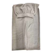 加絨燈芯絨抽繩素色寬褲, M, 灰色