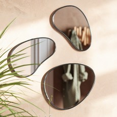 UMBRA HUBBA 鵝卵石不規則壁鏡 小款 3件組, 鈦色