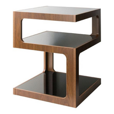 HomeMax 520方型玻璃邊桌 強化玻璃纖維木板, 深棕色