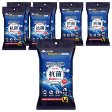 拭拭樂 酒精抗菌擦拭巾 含Ag+ 可溶解, 20張, 7包