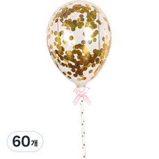 Hierry 派對用透明亮片圓形氣球, 60個, 金色