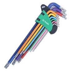 Dr. Living Store 多用途工業級鉻釩鋼頭彩色家用六角扳手套組, 扳手 圓球款 M 9支, 1組