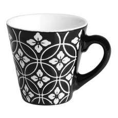 EXCELSA Etnika新骨瓷濃縮咖啡杯 90ml, 1個, 黑白窗花 黑色 + 白色