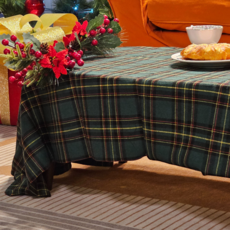 晴朗聖誕感性桌布, 綠黃格紋, 90 x 90 cm