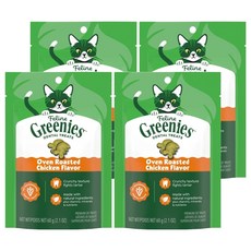 Greenies 健綠 貓咪潔牙餅, 2.1oz, 4個, 濃郁烤雞