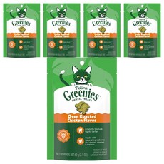 Greenies 健綠 貓咪潔牙餅, 2.1oz, 5個, 濃郁烤雞