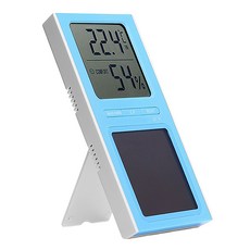 dretec 太陽能發電溫濕度計，最高/最低溫度自動記憶，附立架/壁掛孔, 1個, O-154BL