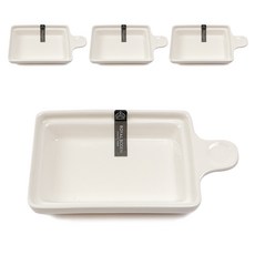 Royal Boden 方形迷你小菜碟 帶柄個人盤, 4個, 單品, 白色