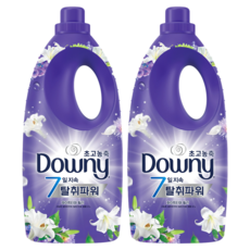 다우니 초고농축 7일 지속 탈취파워 섬유유연제 화이트티와 릴리 본품, 2L, 2개