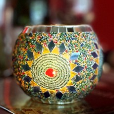 Janie Home 歐式彩繪玻璃燭台, 藍色