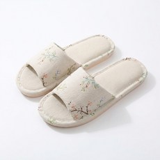 Withus Cats House 防層間噪音緩衝亞麻室內拖鞋 客廳拖鞋, 花朵, 1個