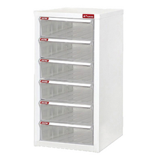 SHUTER 樹德 落地型樹德櫃 A4-106H 6個H抽屜 白櫃白抽/白櫃透明抽, 285 x 343 x 574mm