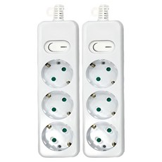 DaJOa 安全開關3孔延長線, 2個, 單一顏色, 1.5m