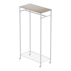 dayneeds 日需百備漂流木紋 含輪高 木頂板單桿衣架 兩色可選 衣帽架/收納架/木紋, 白色, 1組