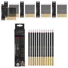 新寶文 專家用素描鉛筆 12件組, 6套, 2H, H, F, HB, B, 2B~8B