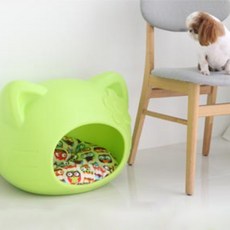 레드퍼피 캣피 헬로우 펫 하우스 + 방석, 그린, 1개