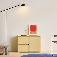 장인가구 니코야 E0 2단 서랍 수납장 800 방문설치, 버터옐로우