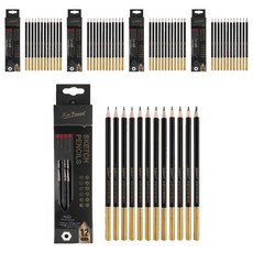 新寶文 專家用素描鉛筆 12件組, 5套, 2H, H, F, HB, B, 2B~8B