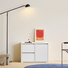 장인가구 니코야 E0 2단 서랍 수납장 800 방문설치, 뉴트럴화이트