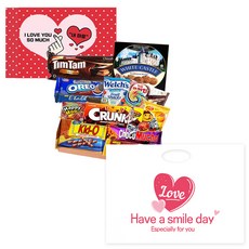 手比愛心糖果餅乾禮盒 M號+購物袋, 16種零食, 1組