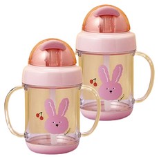 Modern House Safari World 雙手把手吸管水瓶 提供替換吸管, 兔子, 2個, 280ml