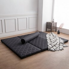 아지오텍스 서포트슬립 3단 접이식 메모리폼 토퍼매트리스, 블랙, 5cm